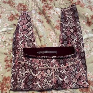 Victoria Sport Maroon and Pink Snake-Print Leggings